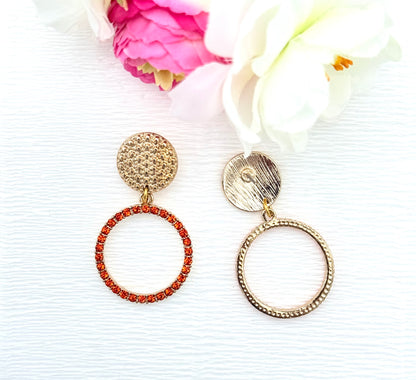 orange Ohrringe, Ohrringe orange, goldene Ohrringe, Glitzer Ohrringe, Ohrringe glitzer, Modeschmuck Ohrringe, hochwertiger Modeschmuck, Onlineshop Ohrringe