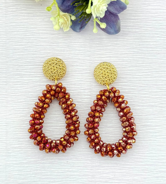 rote Ohrringe, Ohrringe rot, Weinrote Ohrringe, Ohrringe mit Tropfen, Tropfenohrringe, Glitzer Ohrringe, Ohrringe glitzer, Modeschmuck Ohrringe, hochwertiger Modeschmuck, Onlineshop Ohrringe, Statementohrringe