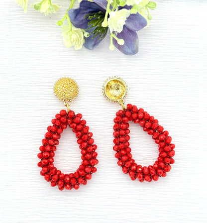 rote Ohrringe, Ohrringe rot, Ohrringe mit Tropfen, Tropfenohrringe, Glitzer Ohrringe, Ohrringe glitzer, Modeschmuck Ohrringe, hochwertiger Modeschmuck, Onlineshop Ohrringe, Statementohrringe